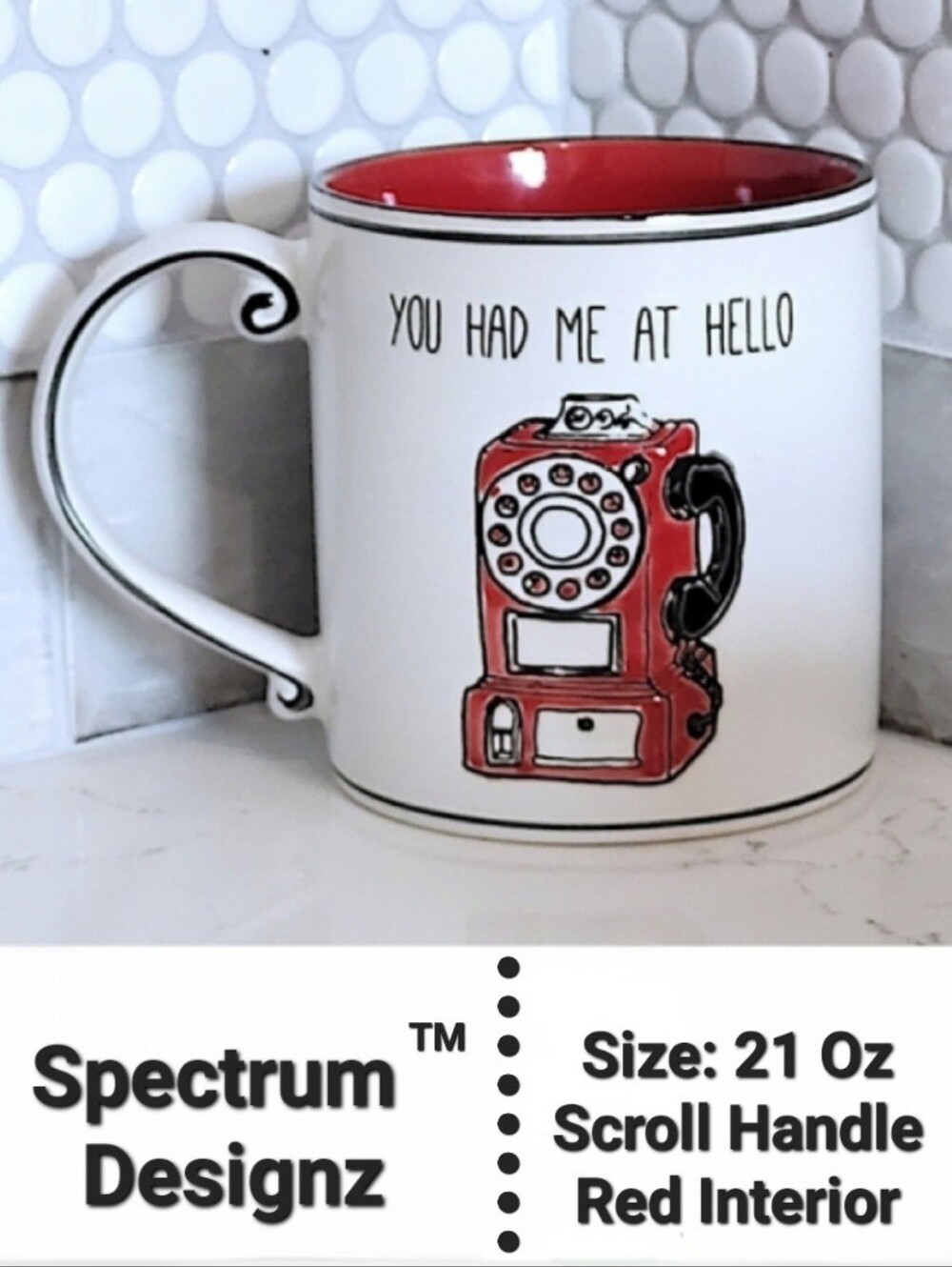 Spectrum Designz Retro Phone Graphic Mug - Phrase "You Had Me At Hello."